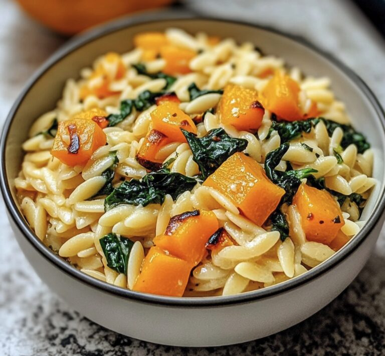 Orzo with Roasted Butternut Squash and Spinach Recipe