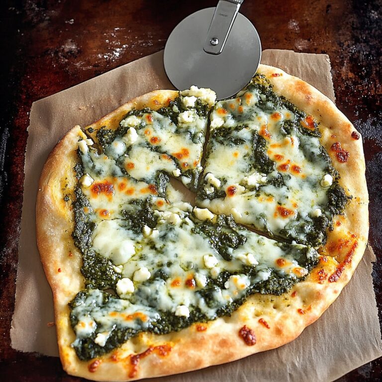 Three Cheese Pesto Spinach Flatbread Pizza Recipe