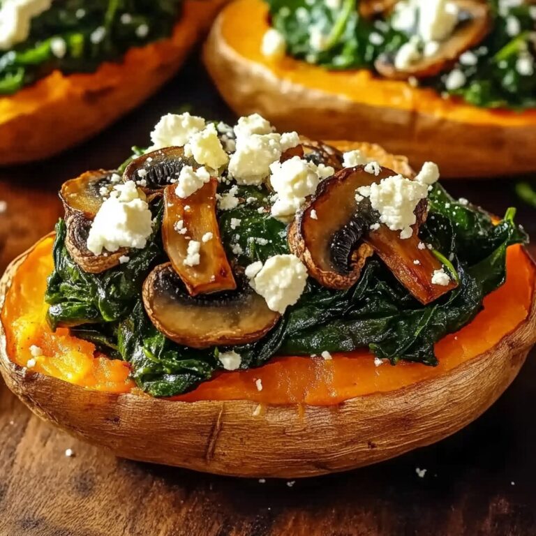 Stuffed Sweet Potatoes with Spinach, Mushroom, and Feta Recipe
