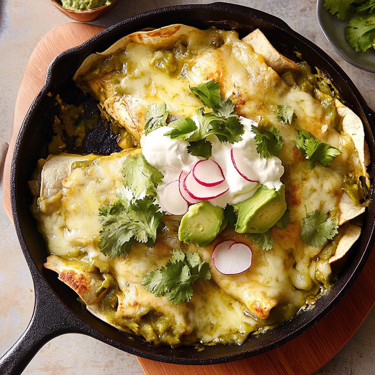 Green Chile Chicken Sklet Enchiladas Recipe