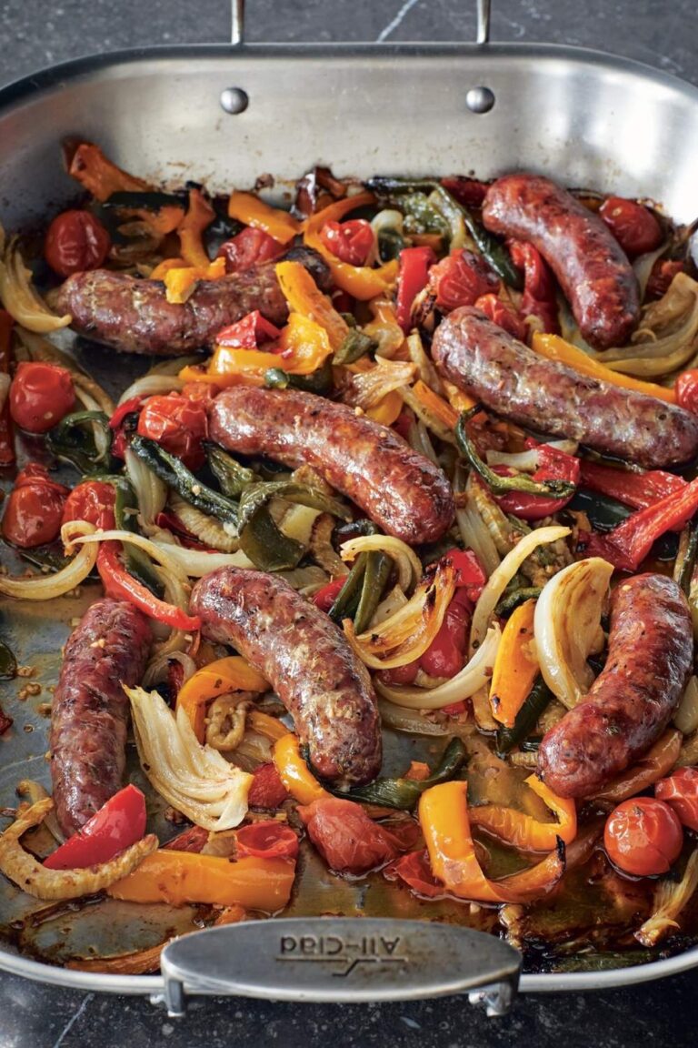 Rustic Ina Garten Roasted Sausages Peppers & Onions Recipe