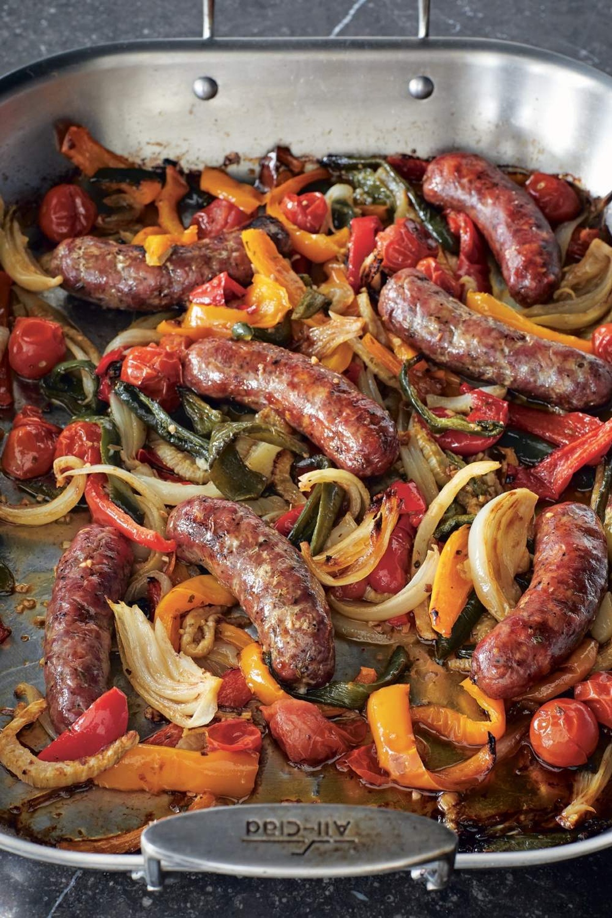 Rustic Ina Garten Roasted Sausages Peppers & Onions Recipe