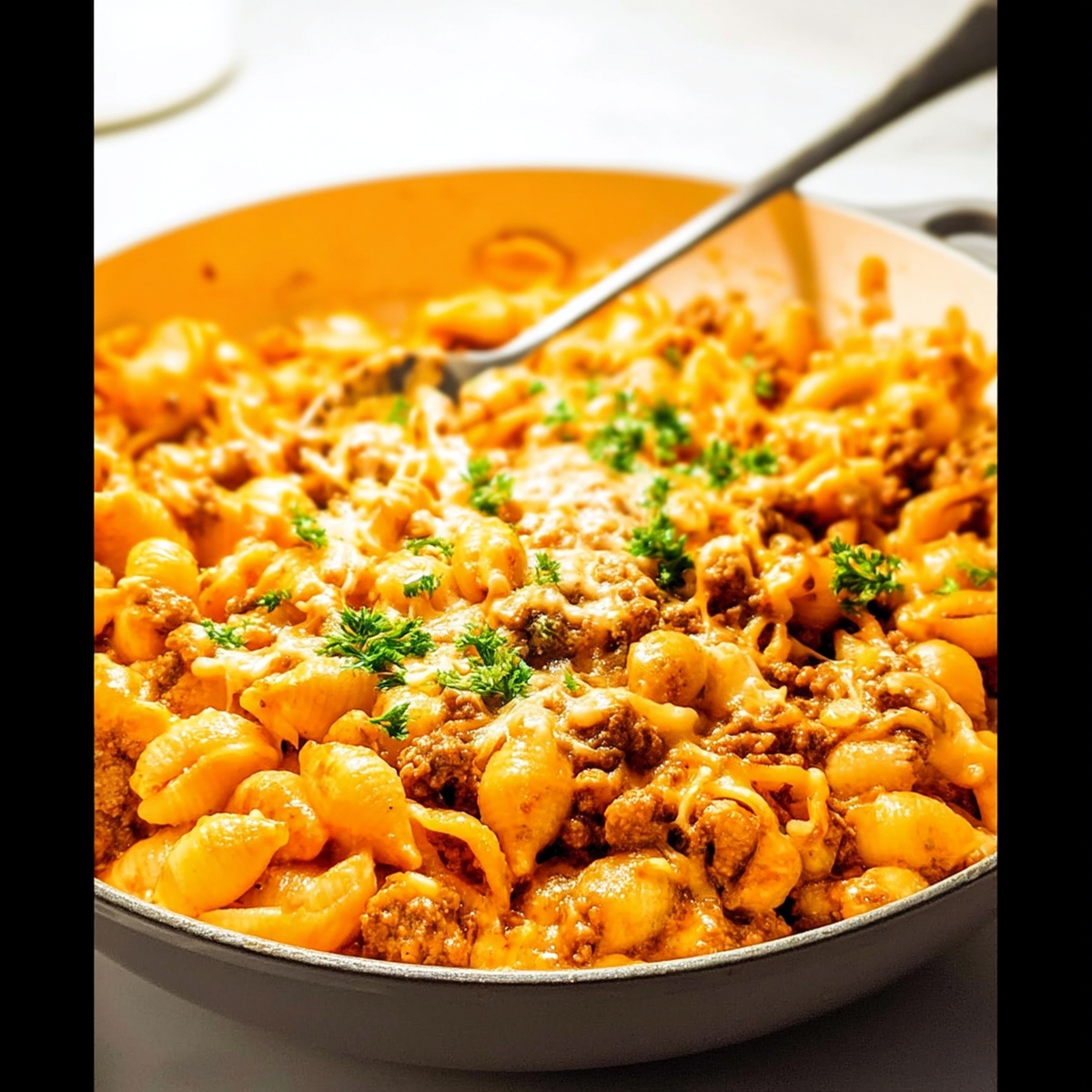 One Pot Cheesy Beef and Shells Recipe