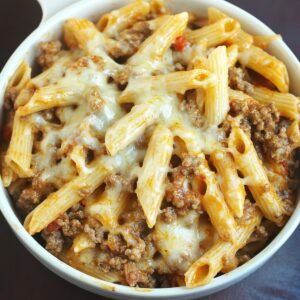 Cheesy Ground Beef Pasta Skillet Recipe