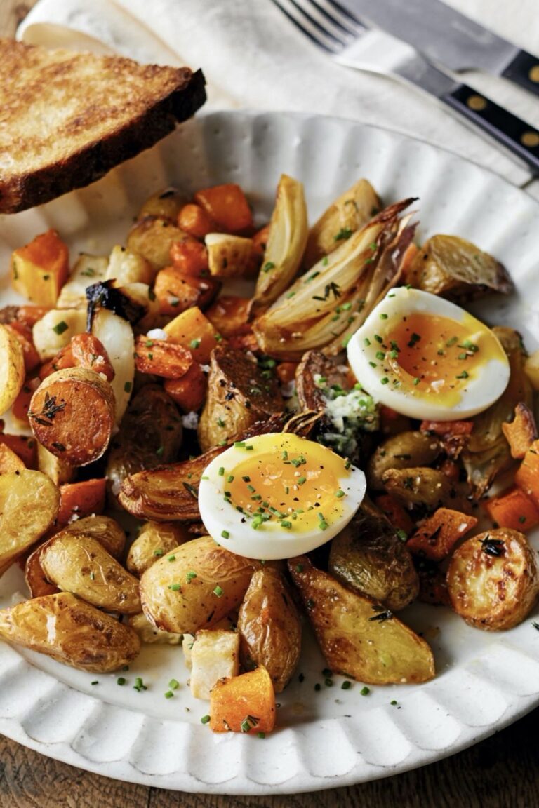Wholesome Roasted Vegetables With Jammy Eggs Recipe