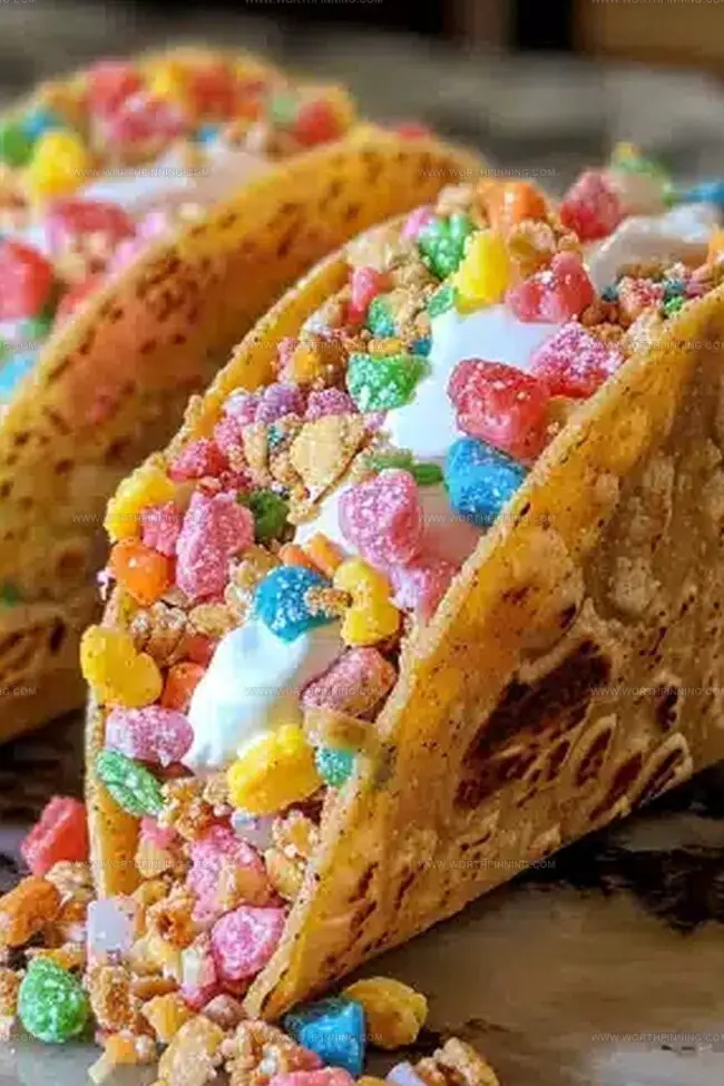 Fruity Pebbles Cheesecake Tacos for Dessert Fun