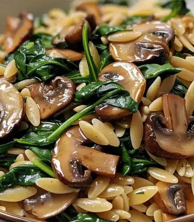 Cooking Method for Spinach Mushroom Orzo Perfection