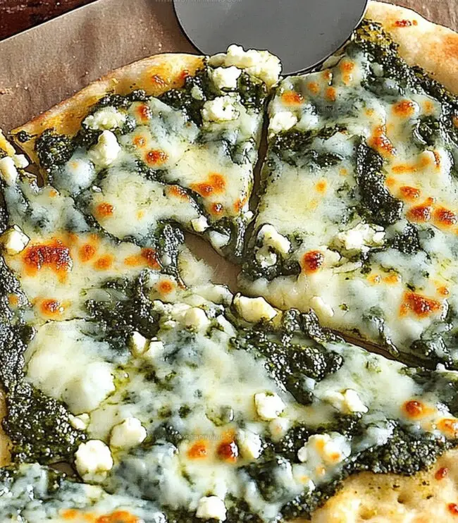 Putting Together Three Cheese Pesto Spinach Flatbread Pizza